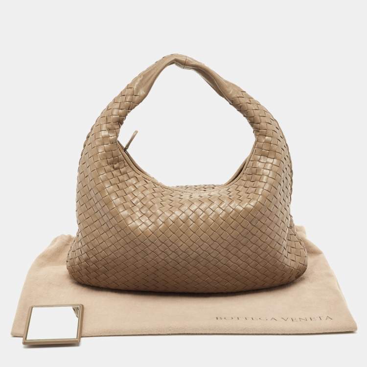 Pre Owned Bottega Veneta Grey Intrecciato Leather Small Hobo