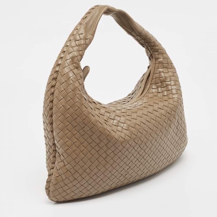 Pre Owned Bottega Veneta Grey Intrecciato Leather Small Hobo