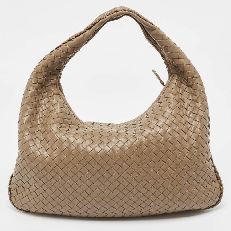 Pre Owned Bottega Veneta Grey Intrecciato Leather Small Hobo
