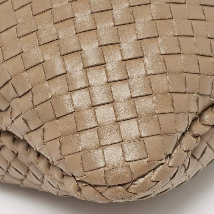 Pre Owned Bottega Veneta Grey Intrecciato Leather Small Hobo
