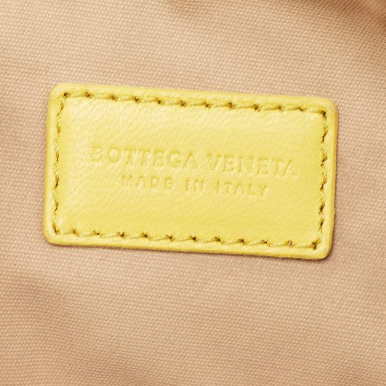 Pre Owned Bottega Veneta Yellow Leather Zip Pouch 