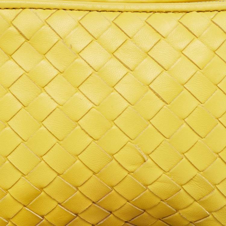 Pre Owned Bottega Veneta Yellow Leather Zip Pouch 