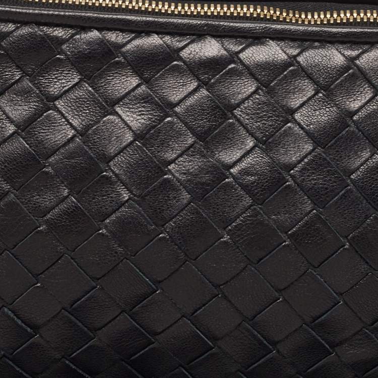 Pre Owned Bottega Veneta Black Intrecciato Leather Cosmetic Pouch