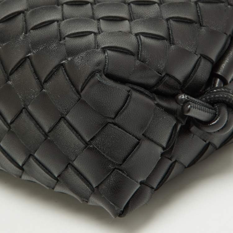 Pre Owned Bottega Veneta Black Intrecciato Leather Mini Loop Camera Crossbody Bag