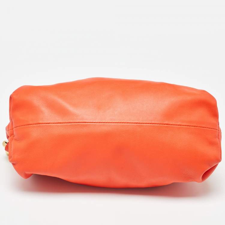Pre Owned Bottega Veneta Orange Leather The Chain Pouch Bag