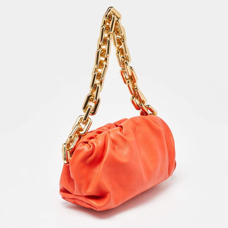 Pre Owned Bottega Veneta Orange Leather The Chain Pouch Bag