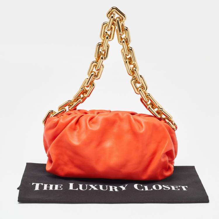 Pre Owned Bottega Veneta Orange Leather The Chain Pouch Bag