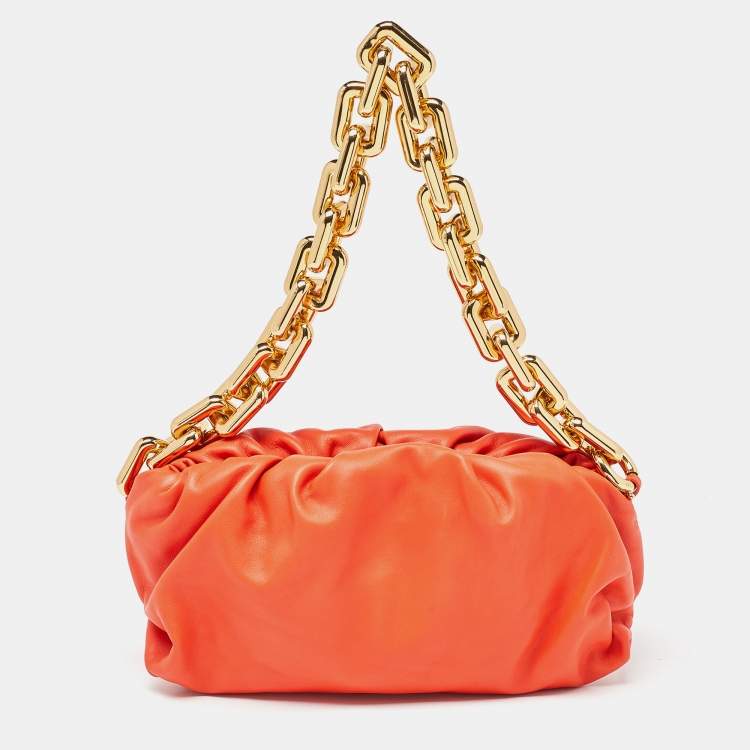 Bottega Veneta Orange Leather The Chain Pouch Bag Bottega