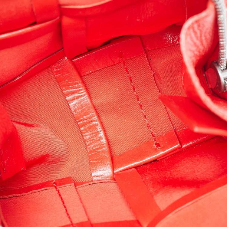 Pre Owned Bottega Veneta Red Leather Zip Coin Purse