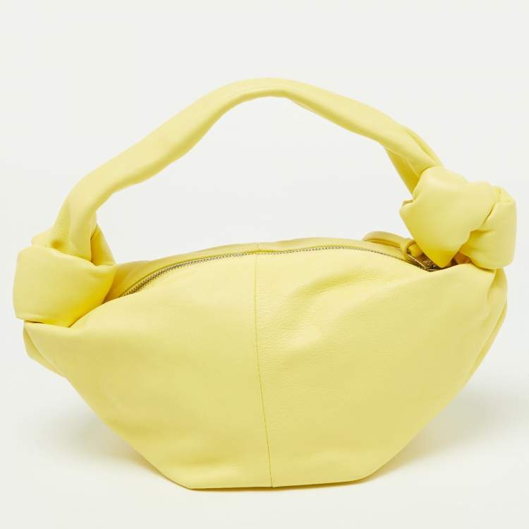Pre Owned Bottega Veneta Yellow Leather Mini Double Knot Hobo