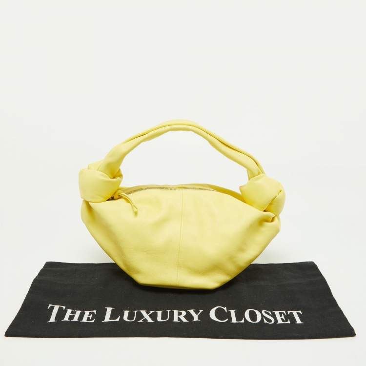 Pre Owned Bottega Veneta Yellow Leather Mini Double Knot Hobo