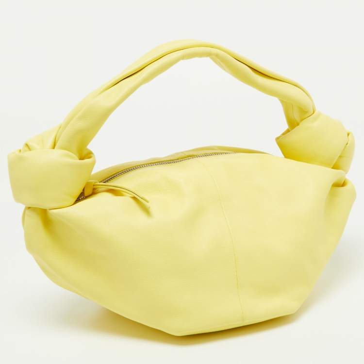 Pre Owned Bottega Veneta Yellow Leather Mini Double Knot Hobo