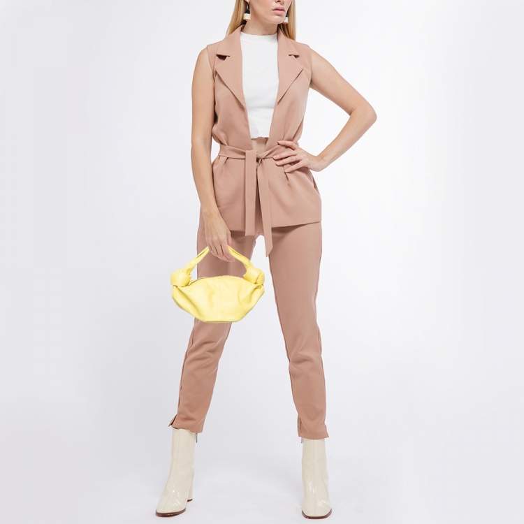 Pre Owned Bottega Veneta Yellow Leather Mini Double Knot Hobo