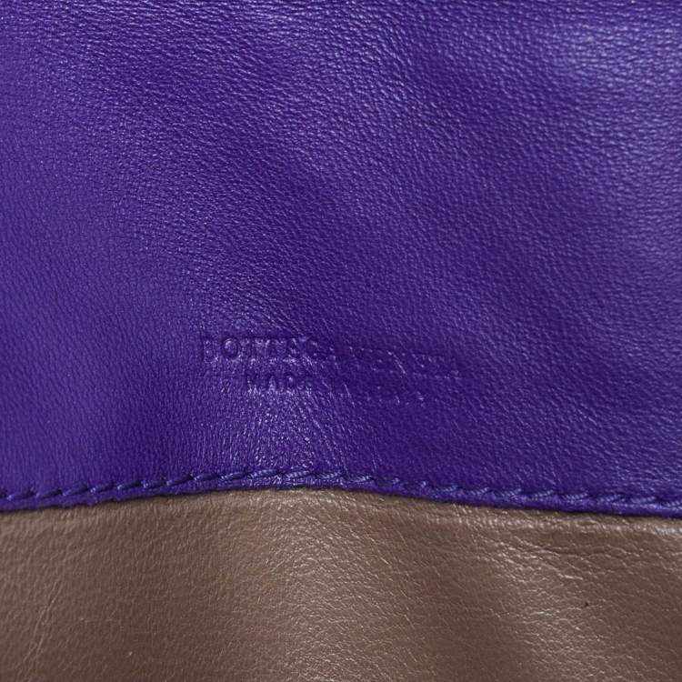 Pre Owned Bottega Veneta Purple Intrecciato Leather Bifold Organizer Wallet