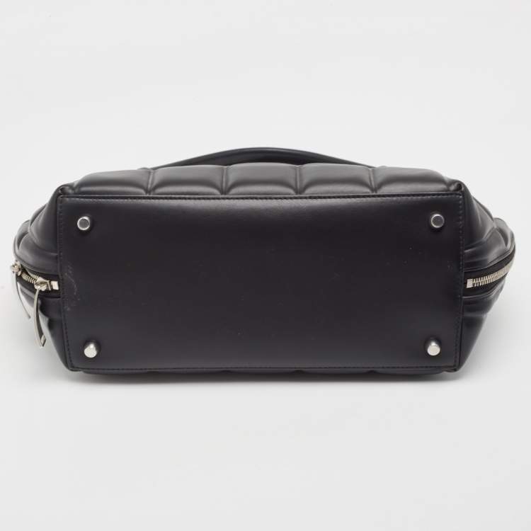 Pre Owned Bottega Veneta Black Quilted Padded Leather Medium Swoop Satchel