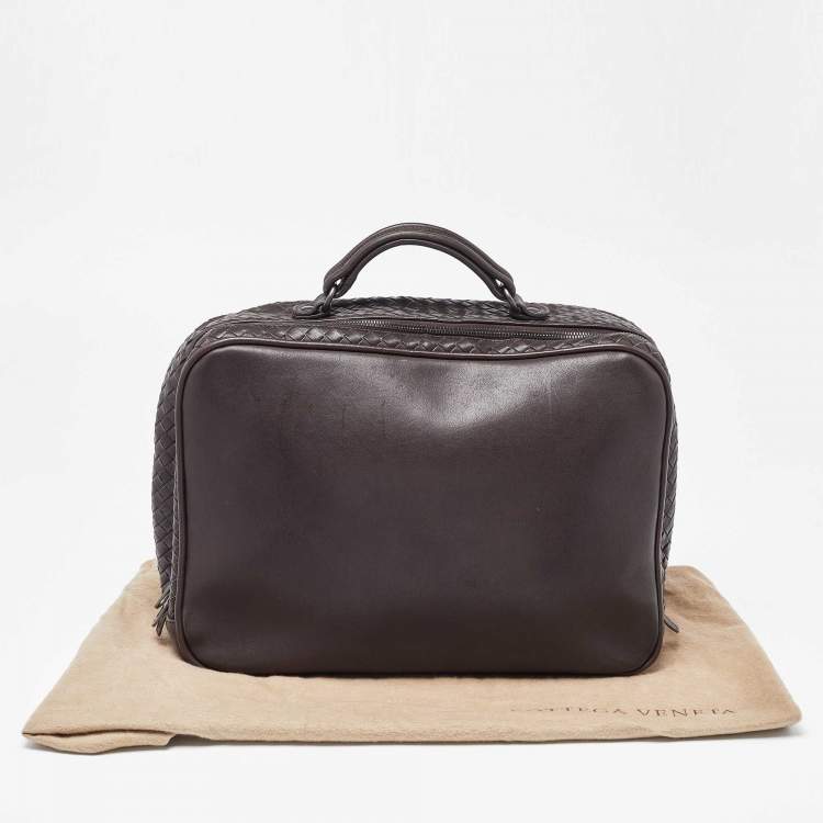 Pre Owned Bottega Veneta Brown Intrecciato Leather Briefcase 