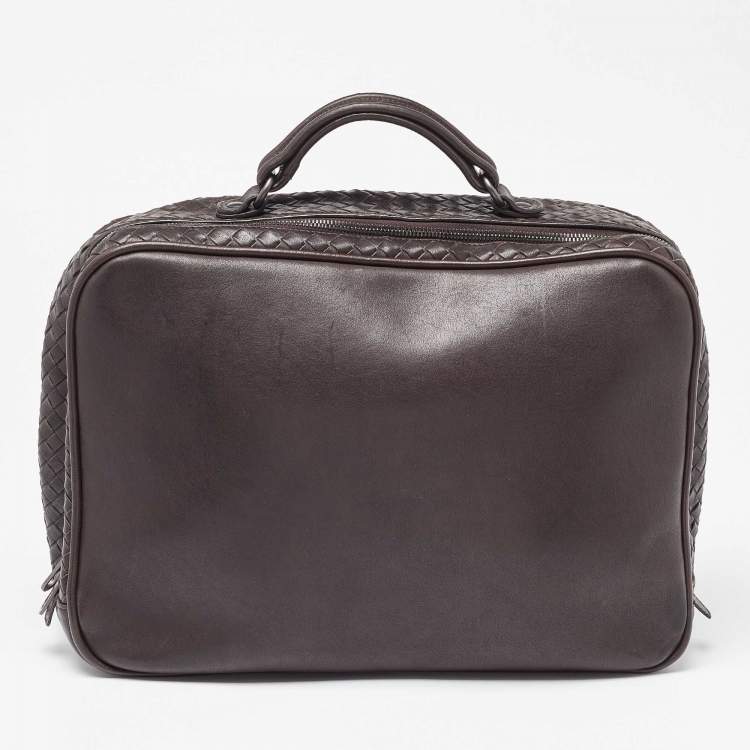Pre Owned Bottega Veneta Brown Intrecciato Leather Briefcase 