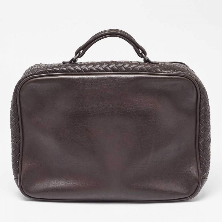 Pre Owned Bottega Veneta Brown Intrecciato Leather Briefcase 