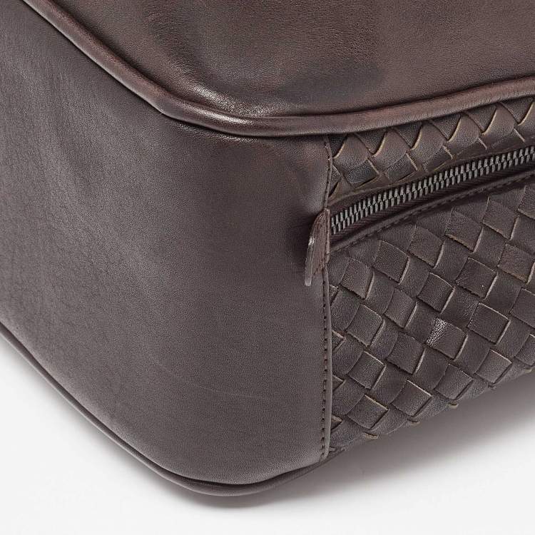Pre Owned Bottega Veneta Brown Intrecciato Leather Briefcase 