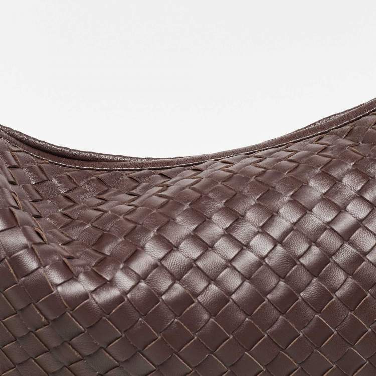 Pre Owned Bottega Veneta Brown Intrecciato Leather Large Veneta Hobo