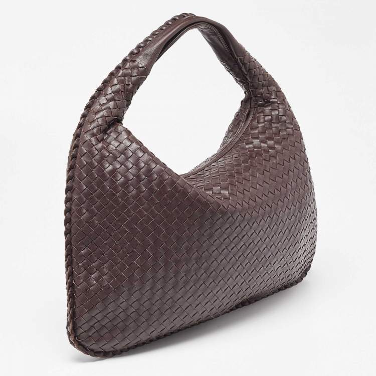 Pre Owned Bottega Veneta Brown Intrecciato Leather Large Veneta Hobo