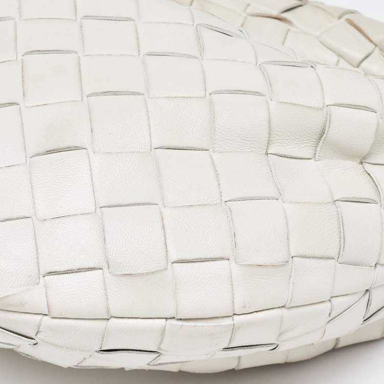 Pre Owned Bottega Veneta White Intrecciato Leather Mini BV Jodie Bag