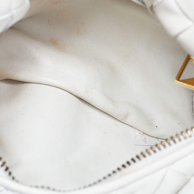 Pre Owned Bottega Veneta White Intrecciato Leather Mini BV Jodie Bag