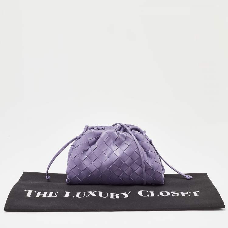 Pre Owned Bottega Veneta Purple Intrecciato Leather Mini The Pouch Bag