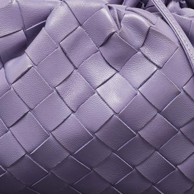 Pre Owned Bottega Veneta Purple Intrecciato Leather Mini The Pouch Bag