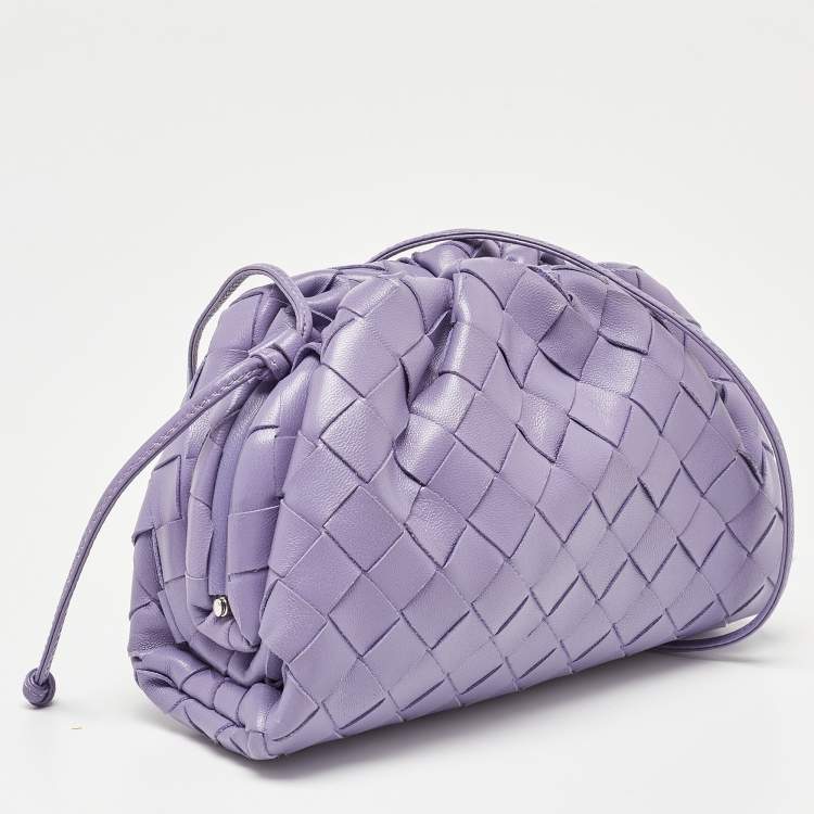 Pre Owned Bottega Veneta Purple Intrecciato Leather Mini The Pouch Bag