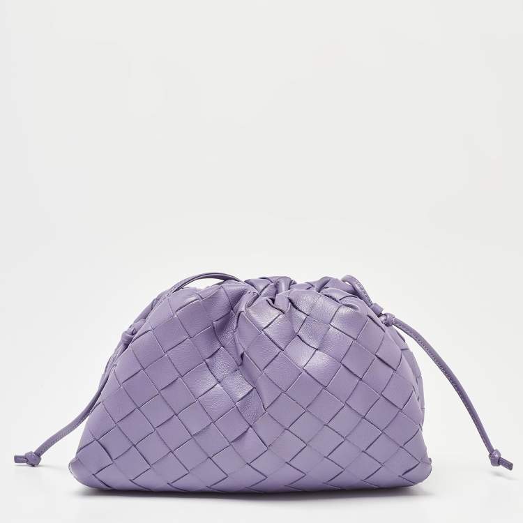 Pre Owned Bottega Veneta Purple Intrecciato Leather Mini The Pouch Bag