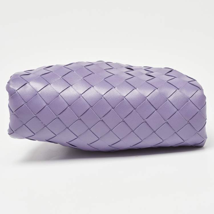 Pre Owned Bottega Veneta Purple Intrecciato Leather Mini The Pouch Bag