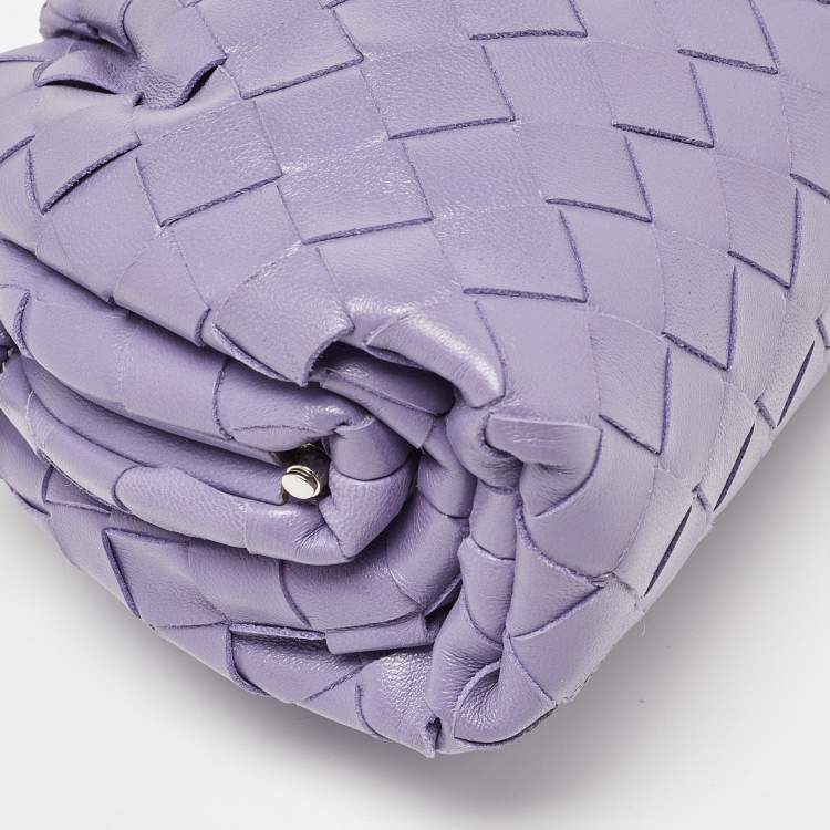 Pre Owned Bottega Veneta Purple Intrecciato Leather Mini The Pouch Bag