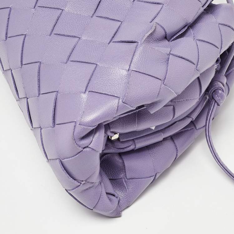 Pre Owned Bottega Veneta Purple Intrecciato Leather Mini The Pouch Bag