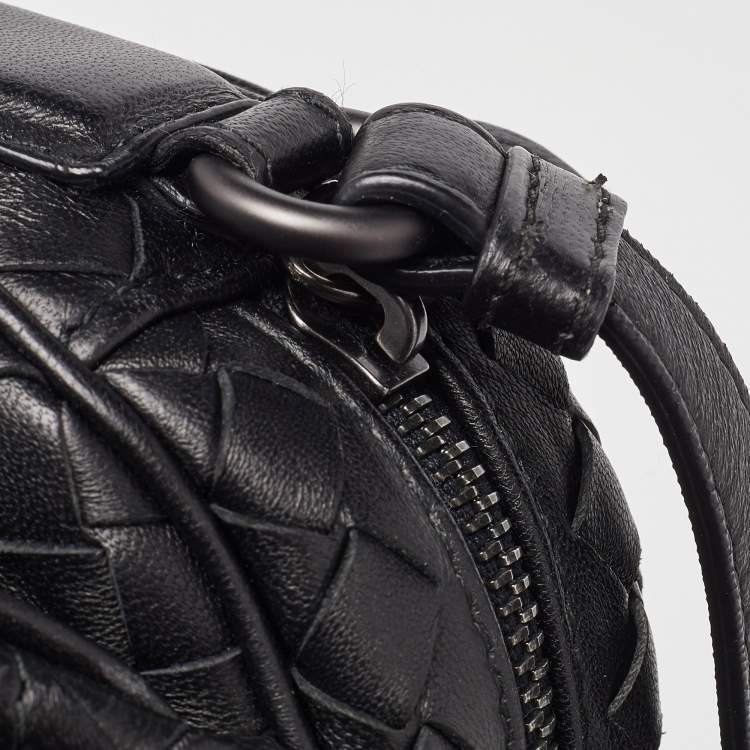 Pre Owned Bottega Veneta Black Intrecciato Leather Crossbody Bag