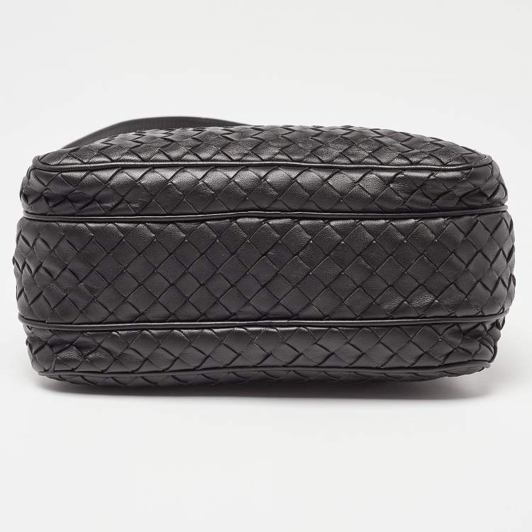 Pre Owned Bottega Veneta Black Intrecciato Leather Crossbody Bag