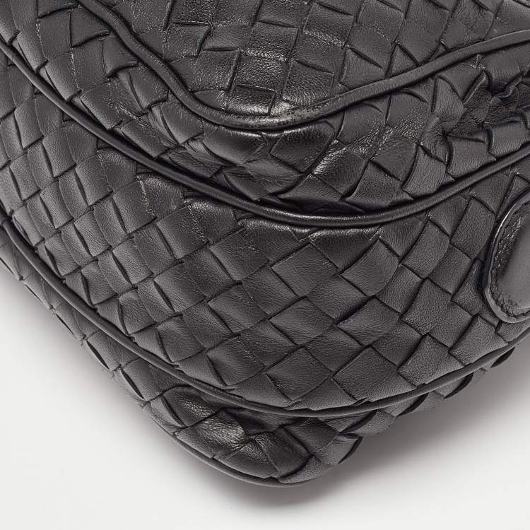 Pre Owned Bottega Veneta Black Intrecciato Leather Crossbody Bag