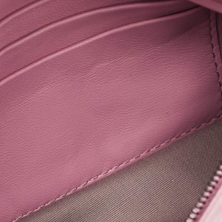 Pre Owned Bottega Veneta Light Pink Intreccaito Leather Olimpia Chain Shoulder Bag