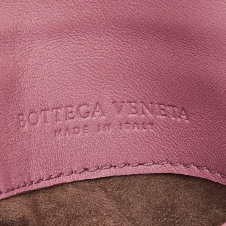 Pre Owned Bottega Veneta Light Pink Intreccaito Leather Olimpia Chain Shoulder Bag
