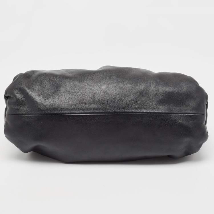 Pre Owned Bottega Veneta Black Leather Medium The Shoulder Pouch Bag