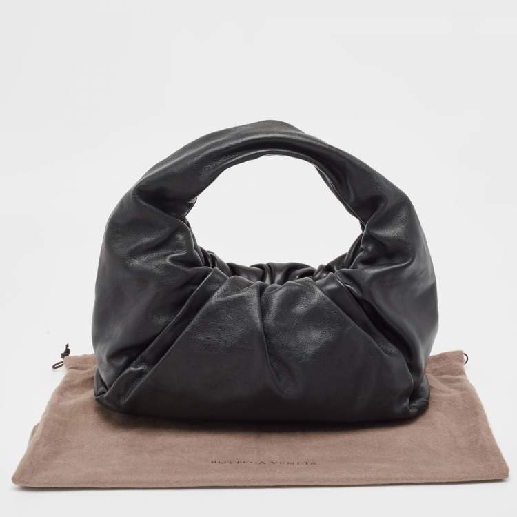 Pre Owned Bottega Veneta Black Leather Medium The Shoulder Pouch Bag