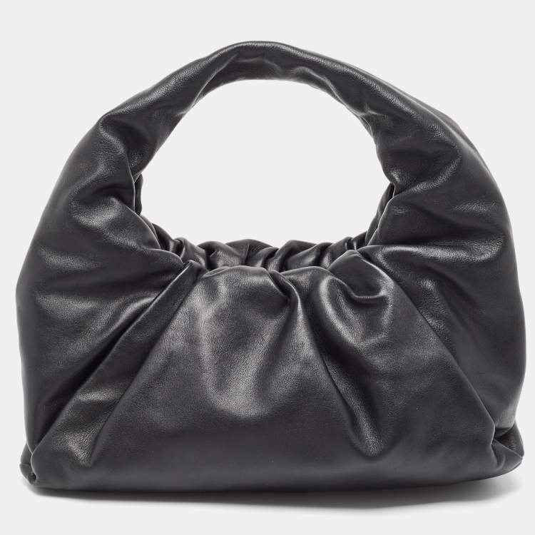 Pre Owned Bottega Veneta Black Leather Medium The Shoulder Pouch Bag