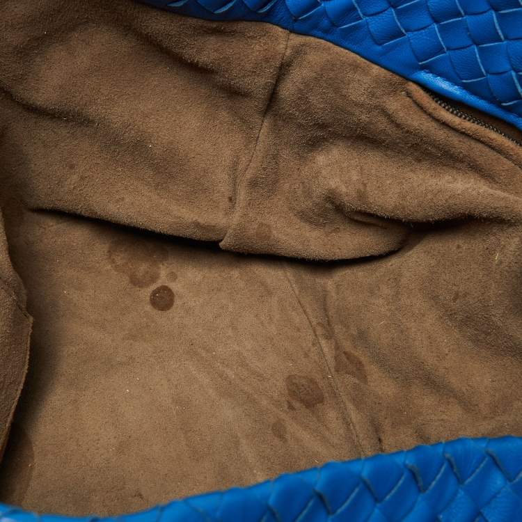 Pre Owned Bottega Veneta Blue Intrecciato Leather Cesta Bag