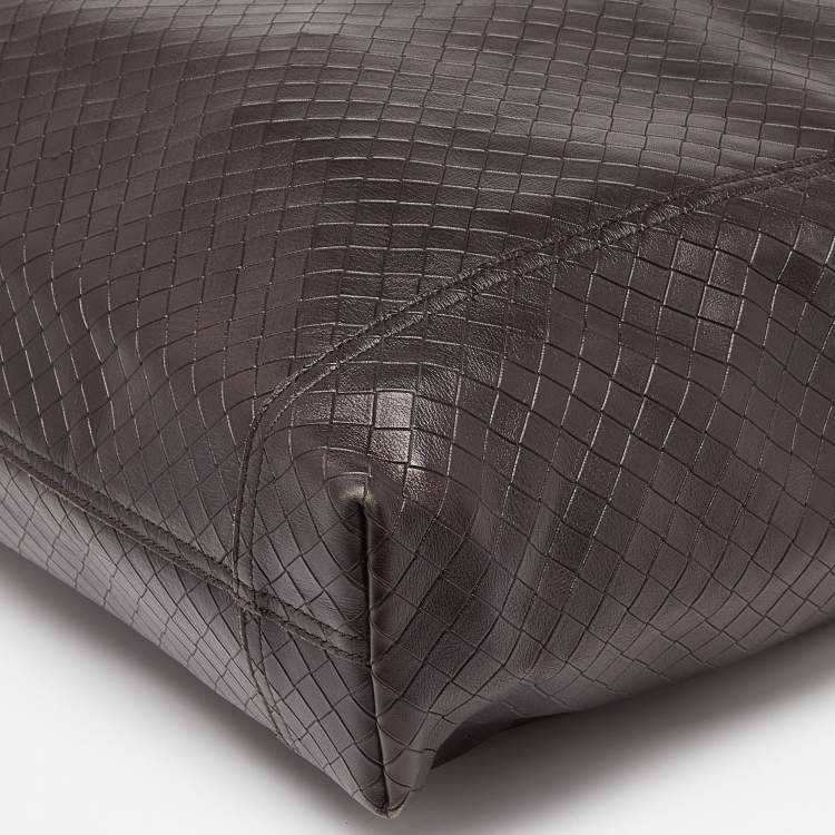 Pre Owned Bottega Veneta Brown Intrecciato Leather Shopper Tote