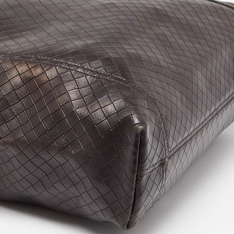Pre Owned Bottega Veneta Brown Intrecciato Leather Shopper Tote