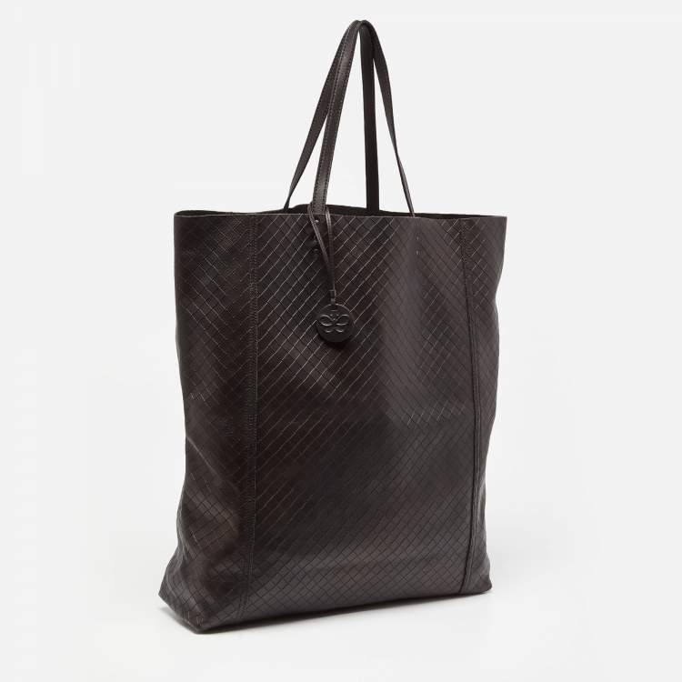 Pre Owned Bottega Veneta Brown Intrecciato Leather Shopper Tote