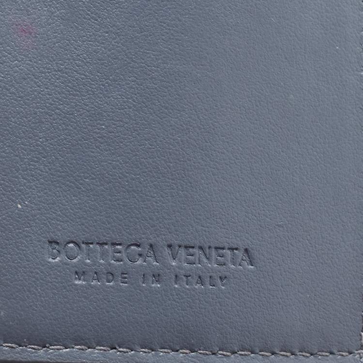 Pre Owned Bottega Veneta Grey Intrecciato Leather Bifold Zip Wallet