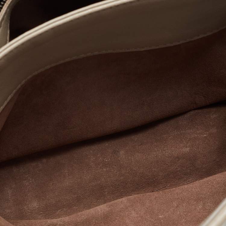 Pre Owned Bottega Veneta Grey Woven Leather Small Olimpia Shoulder Bag