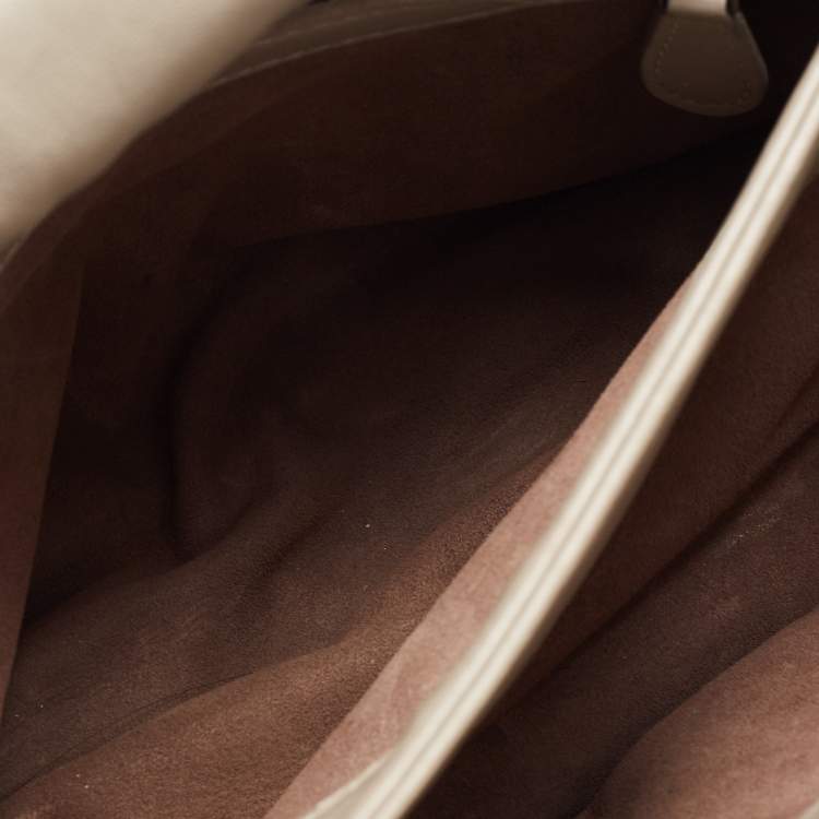 Pre Owned Bottega Veneta Grey Woven Leather Small Olimpia Shoulder Bag