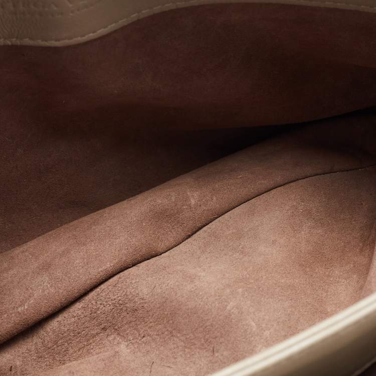 Pre Owned Bottega Veneta Grey Woven Leather Small Olimpia Shoulder Bag